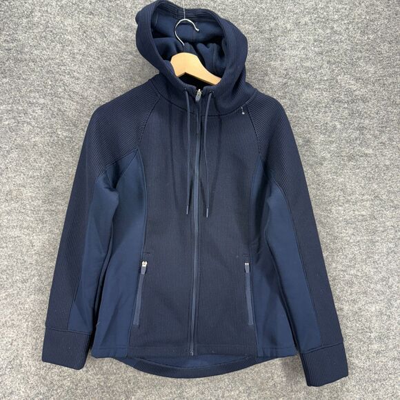 Swiss Tech Jacket Women S Small Blue Full Zip Hooded Fleece Long Sleeve Pockets - Picture 1 of 8